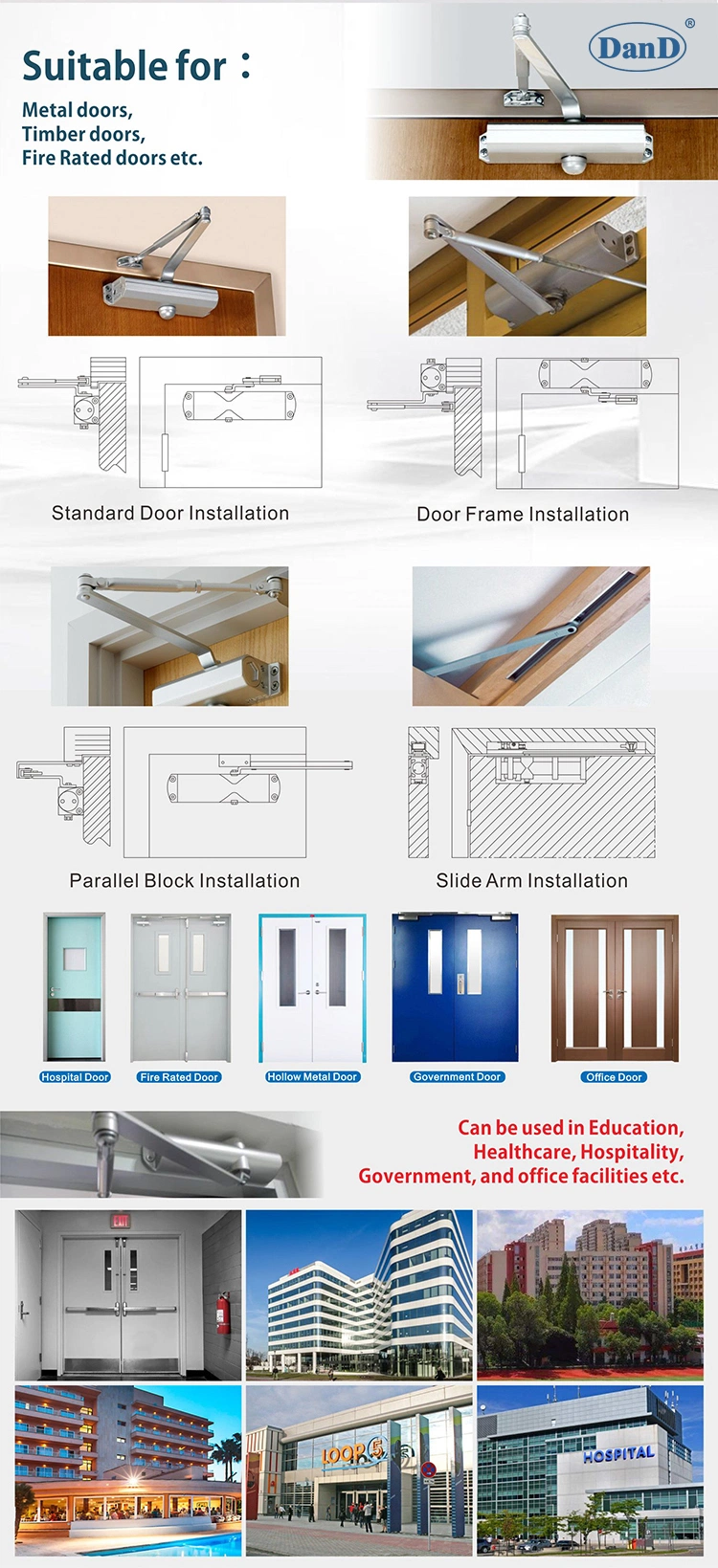 UL Fire Proof Back Check Adjusting Spring Door Closer Manufacturer