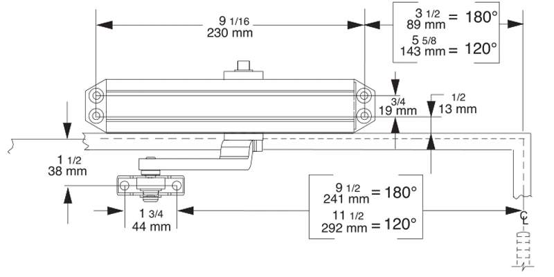 Commercial Door Closer/Heavy Duty Adjustable Grade One Standard Automatic Door Closer